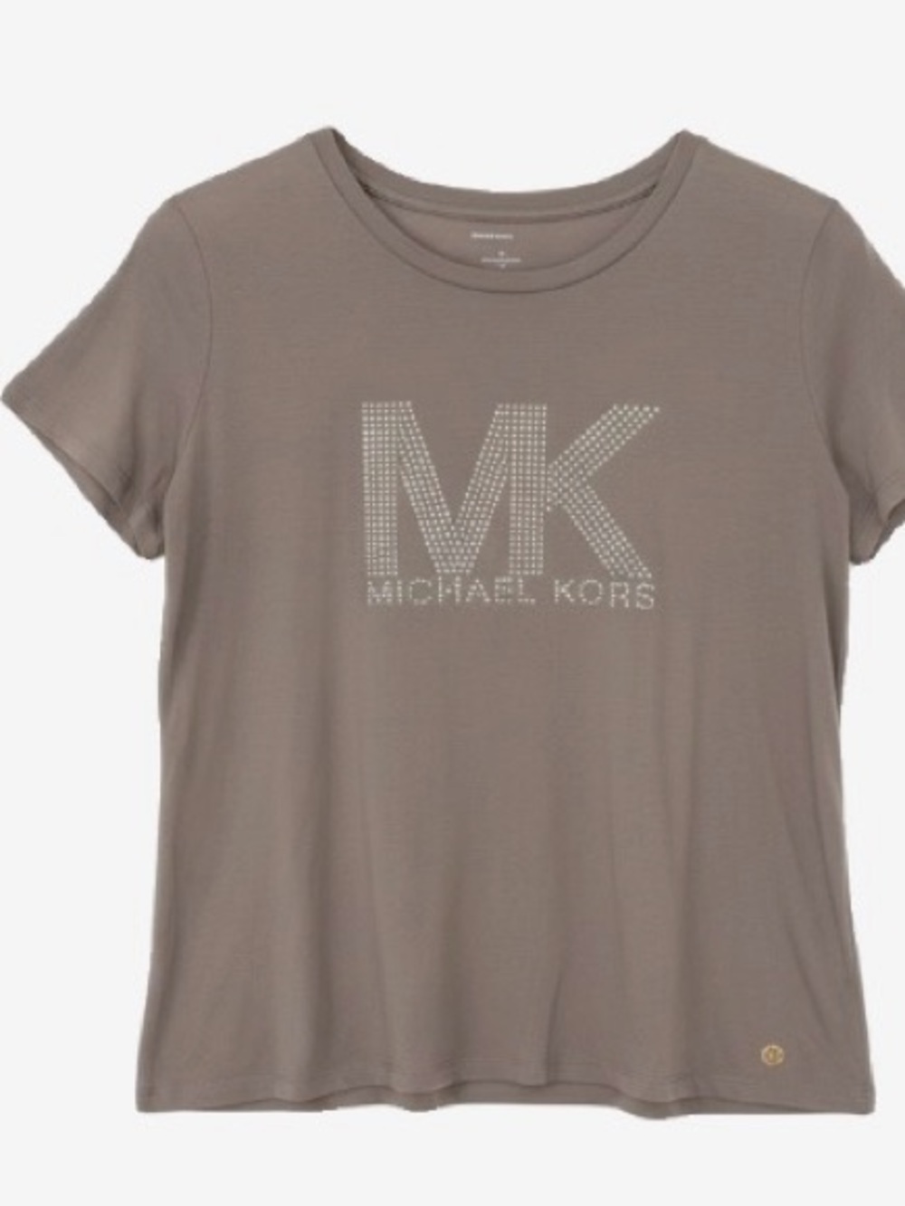 🛍️ Michael Kors Taupe Jeweled MK Logo Tee